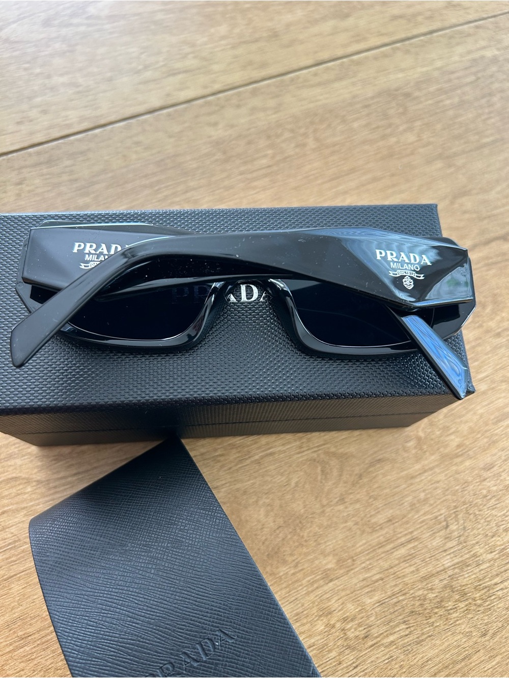 Prada Gloss Black Geometric Frame Sunglasses - Picture 2 of 4